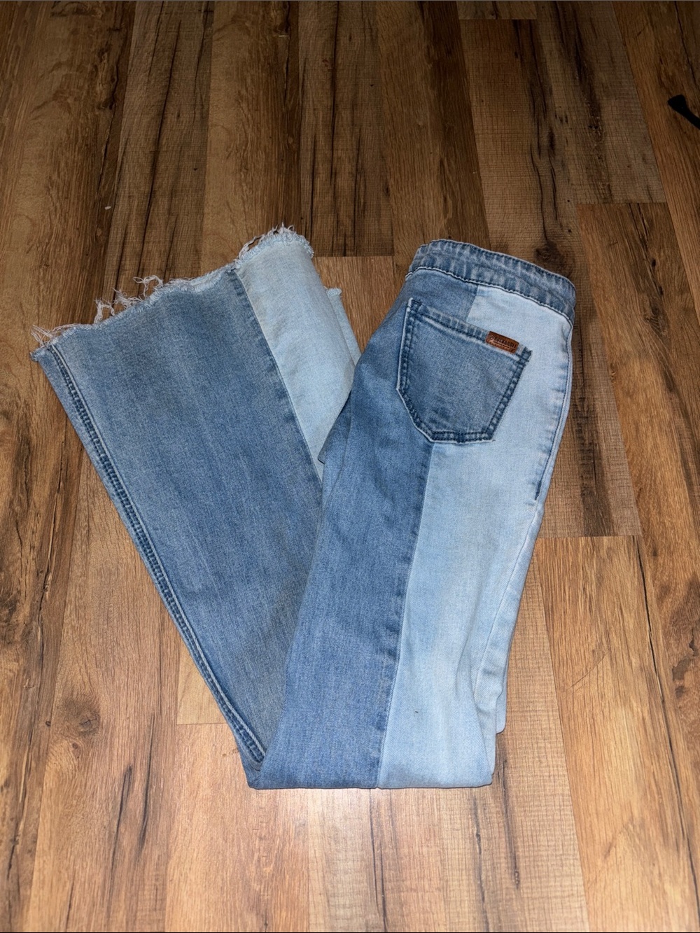 Patchwork Two-Tone Light Blue Girl’s Jeans